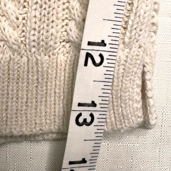 EUC Maeve Cable-Knit Polo Sweater Tee Size S Cream Linen Stripes Preppy Tennis - Picture 7 of 10